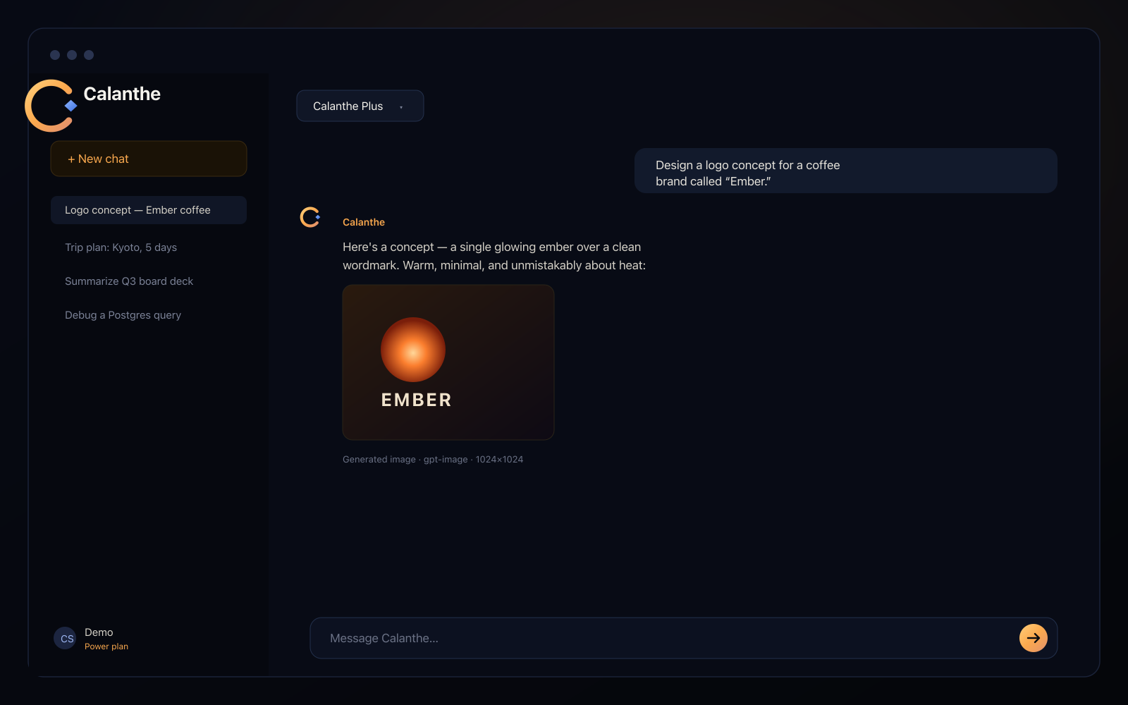 Calanthe chat interface
